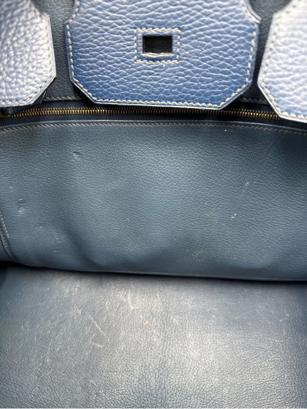 Hemes Birkin 35 Ardennes F square in Cobalt Blue  with Gold Hardware - Picture 13 of 14